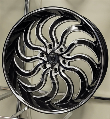 Borghini 56 Wheels Rims 24x9.5 6x5.5 (6x139.7) Black Milled Windows Pinstripe 30mm | BW56-24985BMW