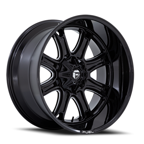 Fuel Darkstar Wheel 24x12 8x165.1 Gloss Black Milled -44mm - MINIMUM PURCHASE OF 4 WHEELS - FREE T-SHIRT INCLUDED! | FC853BE24128044N