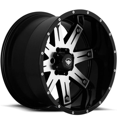 Gima Off-Road Of9 Wheels Rims 17x9 5x127 (5x5) Black Machined Face Rivets -12mm | GMA-OF9-7968-N12BM