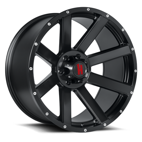 Havok 107 Wheels Rims 20x9 8x170 Dark Flat Black W/ Machined Rivets 12mm | WHKW107S30O10P028F093C39