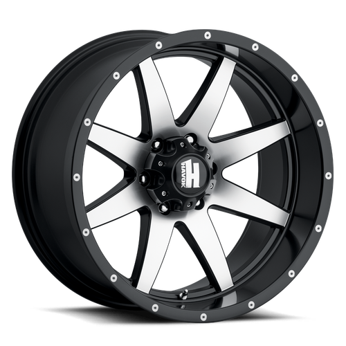 Havok 112 Wheels Rims 20x9 5x5.5 (5x139.7) Black Machined Face Rivets -12mm | HAV112-2970-N12MB