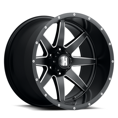 Havok 112 Wheels Rims 22x14 8x170 Black Milled -76mm | HAV112-2214-09-N76BMW