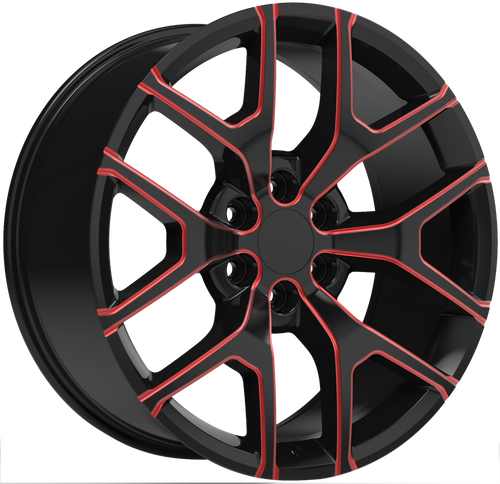 Replica 288 Wheels Rims 20x9 6x5.5 (6x139.7) Black Red Milled 32mm | REP288-2985BWR