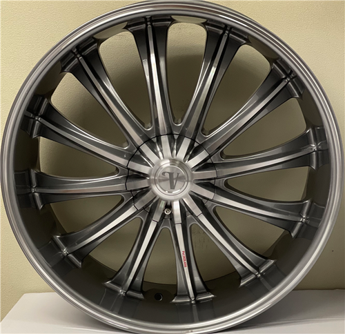 Velocity Vw15 Wheels Rims 22x8 5x108 5x4.5 (5x114.3) Gunmetal Machined Face Line On Lip 35mm | VW15-22854GMM
