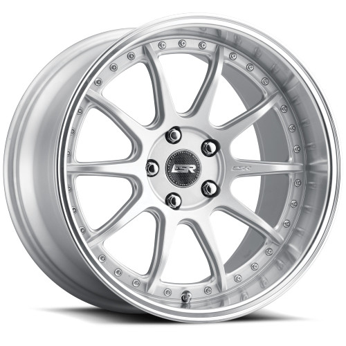 Esr Cs12 Wheels Rims 19x10.5 Blank Custom Drilled Hyper Silver W/ Machined Lip 22mm | 90511122 CS12HS-ML