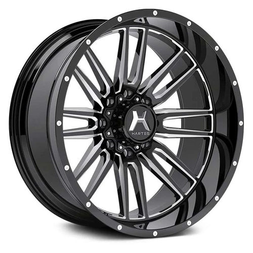 Hartes Metal Whipsaw Wheels Rims 22x12 5x4.5 (5x114.3) 5x127 (5x5) Black Milled Edge Dimples -44mm | 72022S10FJ-44KCECD2QHF