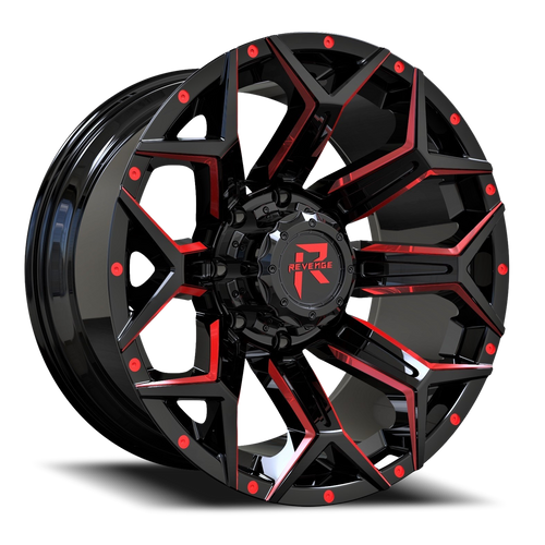 Revenge Rv202 Wheel 20x10 5x127 & 5x139.7 Black Milled w/ Red Tint -19mm - FREE T-SHIRT INCLUDED! | RV202-201051271397-19BRW