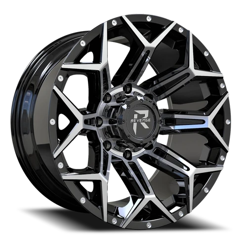 Revenge Rv202 Wheel 20x9 8x165.1 Black Machined 0mm - FREE T-SHIRT INCLUDED! | RV202-20908165+00BM