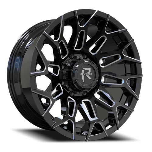 Revenge Rv203 Wheel 20x10 5x127 & 5x139.7 Black Milled -19mm - FREE T-SHIRT INCLUDED! | RV203-201051271397-19BMW