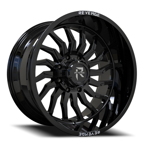 Revenge Rv204 Wheel 22x12 6x135 & 6x139.7 Gloss Black -44mm - FREE T-SHIRT INCLUDED! | RV204-221261351397-44B
