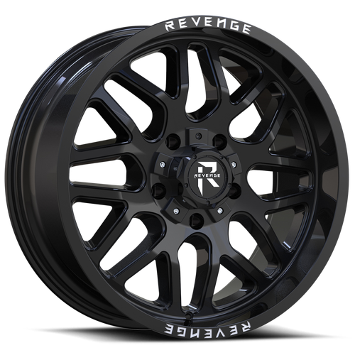 Revenge Rv206 Wheel 20x12 8x165.1 Gloss Black -44mm - FREE T-SHIRT INCLUDED! | RV206-20128165-44B