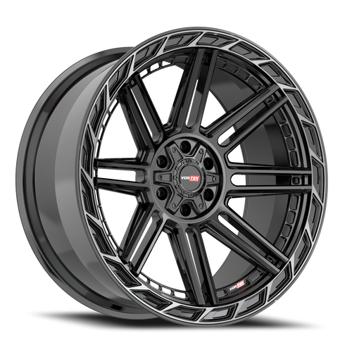 DOORBUSTER PRICING! - Vortek Vrp-501 Wheel 20x10 5x127 & 5x139.7 Black Diamond Cut Ring With Dark Tint -18mm | 501201043-18BDCTR