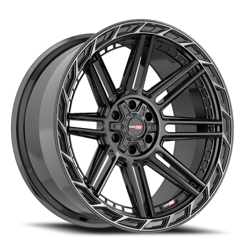 DOORBUSTER PRICING! - Vortek Vrp-501 Wheel 20x9 5x127 & 5x139.7 Black Diamond Cut Ring With Dark Tint 12mm | 5012094312BDCTR