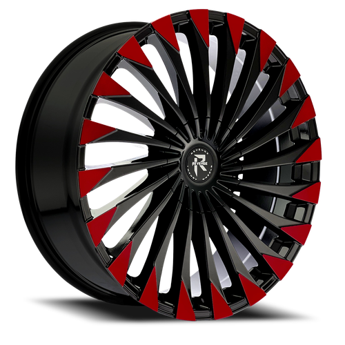 Revenge Rl106 Wheel 26x10 5x115 & 5x120 Black w/ Red Face 35mm - MINIMUM PURCHASE OF 4 WHEELS - FREE T-SHIRT INCLUDED! | RL106-26105115120+35BRF