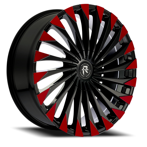 Revenge Rl106 Wheel 20x8.5 5x108 & 5x114.3 Black w/ Red Face 35mm - FREE T-SHIRT INCLUDED! | RL106-208551081143+35BRF