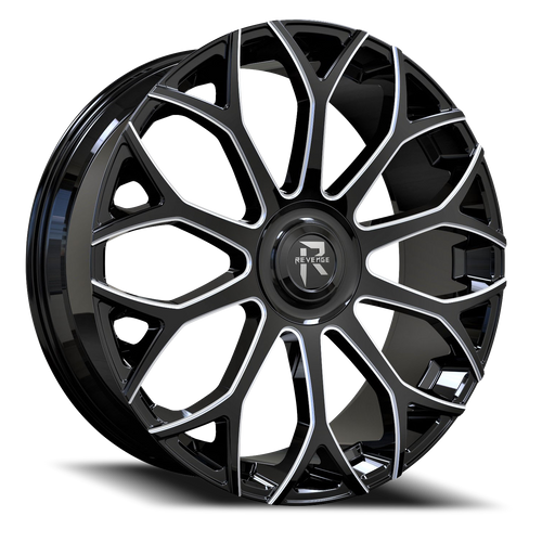 Revenge Rl105 Wheel 24x9 5x115 & 5x120 Black Milled 15mm - FREE T-SHIRT INCLUDED! | RL105-24905115120+15BMW-FCAP