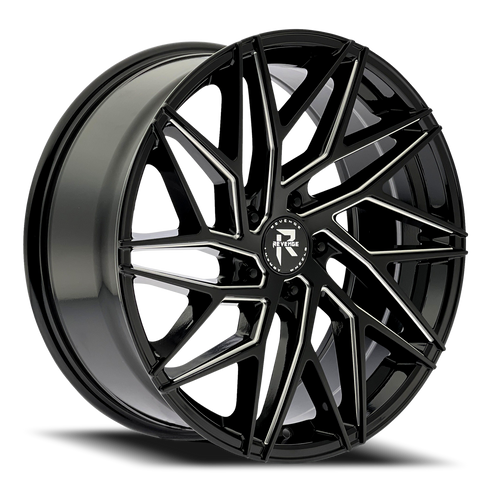 Revenge Rl102 Wheel 22x9 5x114.3 Black Milled 35mm - FREE T-SHIRT INCLUDED! | RL102-229051143+35BMW