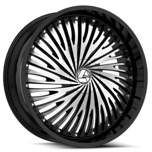 Azara Aza-526 Custom Drilled Wheel Blanks Rims 22x9.5 Black Machined 15mm | AZA-5262295BL15BM
