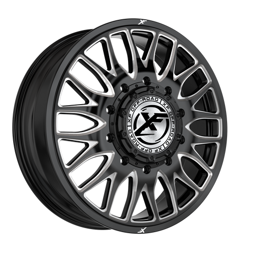 XF Off-Road Xf-240 Dually Wheels Rims 26x8.25 10x225 Black Milled 110mm | 240F268265110GBML