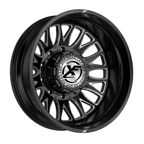 XF Off-Road Xf-240 Dually Wheels Rims 24x8.25 10x225 Black Milled -202mm | 240O248265-202GBML