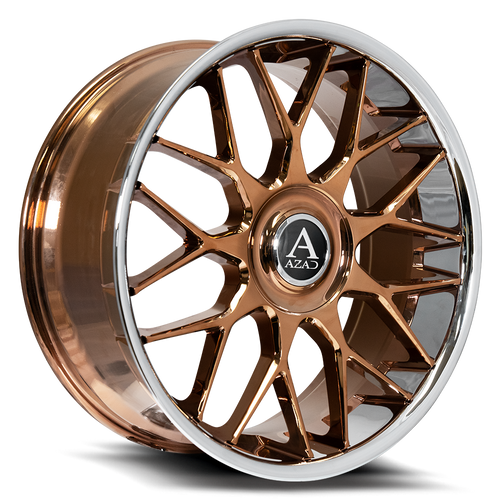 Azad Azv02 Wheels Rims 24x9 5x112 5x120 Rose Gold Stainless Lip 30mm | AZV022495112/120+30RG/SSL