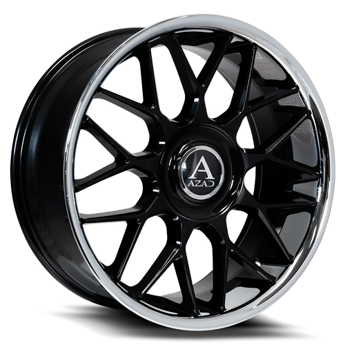 Azad Azv02 Wheels Rims 24x9 5x120 5x127 (5x5) Black Stainless Lip 10mm | AZV022495120/127+10B/SSL