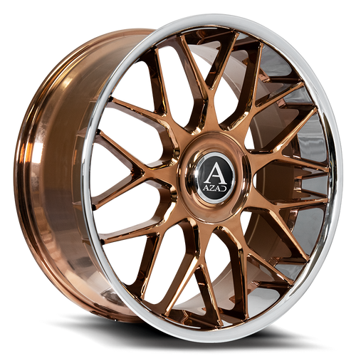 Azad Azv02 Wheels Rims 24x9 5x120 5x127 (5x5) Rose Gold Stainless Lip 10mm | AZV022495120/127+10RG/SSL