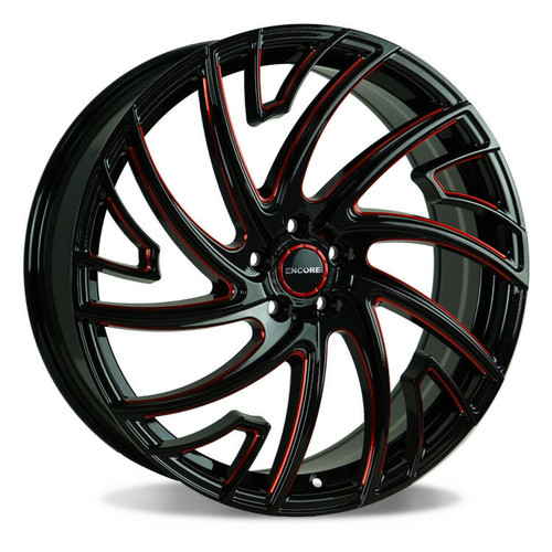 Encore Alloys ENC103 Wheels Rims 20x7.5 5x4.5 (5x114.3) Black Red Milled 40mm | WENC103-3913
