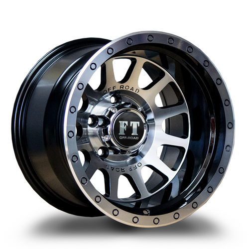 Full Throttle FT5092 Wheels Rims 16x10 6x5.5 (6x139.7) Black Machined -44mm | FT50921610613944BP