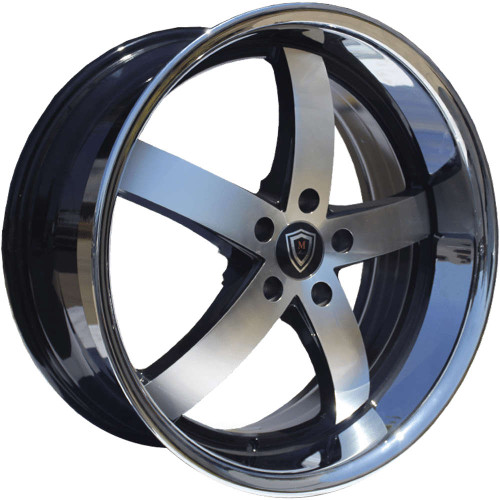 Marquee M5330B Wheels Rims 20x10.5 5x120 Black Machined Stainless Lip 15mm | 5330B20105512015BMSS