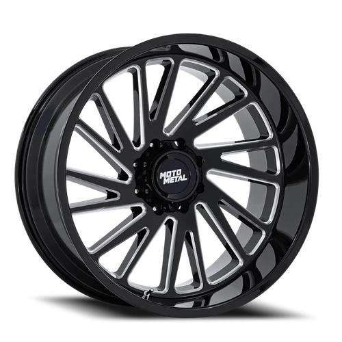 Moto Metal Mo811 Combat Wheel 22x12 6x139.7 Gloss Black Milled -44mm - MINIMUM PURCHASE OF 4 WHEELS - FREE T-SHIRT INCLUDED! | MO811BE22126844N