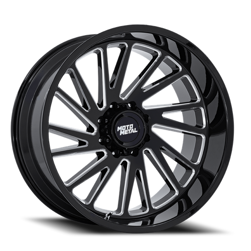 Moto Metal Mo811 Combat Wheel 24x12 8x170 Gloss Black Milled -44mm - MINIMUM PURCHASE OF 4 WHEELS - FREE T-SHIRT INCLUDED! | MO811BE24128744N
