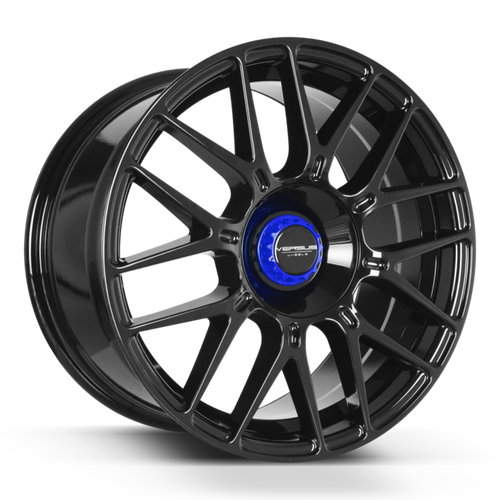Versus Racing Vs22 Wheels Rims 18x8.5 5x100 5x4.5 (5x114.3) Black Blue 35mm | VS2218855100/114.3+35BLACK/BLUE