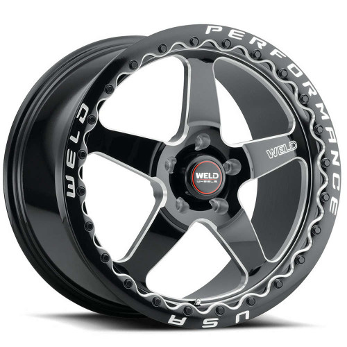 WELD Performance Ventura Drag Beadlock Wheels Rims 15x10 5x4.75 (5x120.65) Black Milled 45mm | S904B0063P45