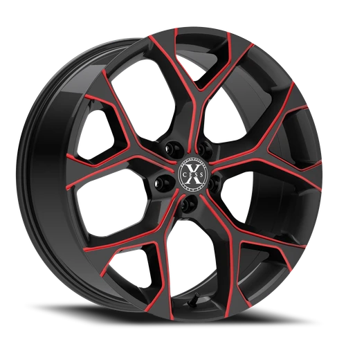 DOORBUSTER PRICING! - Xcess X05 5 Flake Wheel 18x8.5 5x120 Gloss Black w/ Candy Red Milling 35mm - FREE T-SHIRT INCLUDED! | X0588552035GBMLR