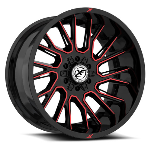 XF Off-Road Xf-230 Wheels Rims 18x9 5x127 (5x5) 5x5.5 (5x139.7) Black Red Machined 12mm | XF-23018904312GBMRED