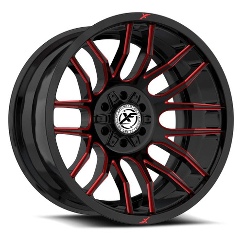 XF Off-Road Xf-232 Wheels Rims 17x9 6x135 6x5.5 (6x139.7) Black Red Milled 12mm | XF-23217905712GBMLR