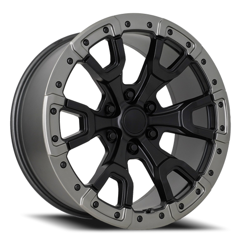 DOORBUSTER PRICING! - Factory Reproductions Fr 99 - Ford F150 Raptor Replica Wheels Wheel 17x9 6x135 Satin Black Face With Carbon Gray Ring 18mm - FREE T-SHIRT INCLUDED! | 99790183653