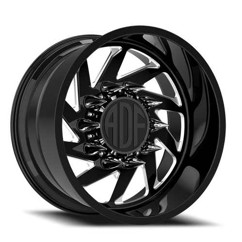 Adf Contractor Right Wheel - 24x12 8x165.1 Gloss Black/Machined -40mm - FREE T-SHIRT INCLUDED! - MINIMUM PURCHASE OF 4 WHEELS | S203BM241221-40R