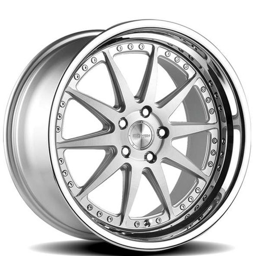 Rennen Csl-1 Wheels Rims 18x9.5 5x108 Silver Brushed W/ Chrome Step Lip 18mm | SL118950F018CSX101