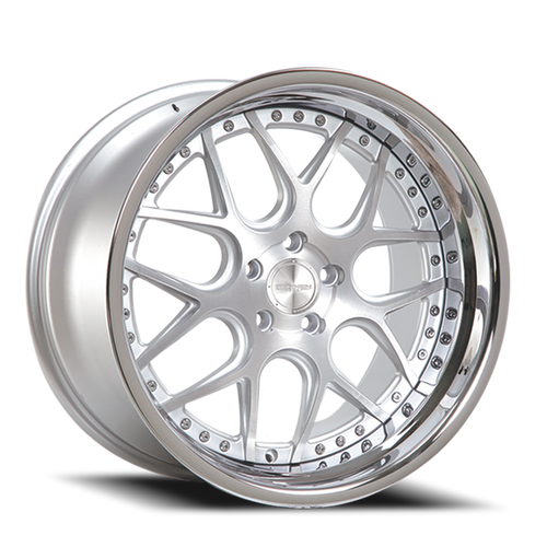 DOORBUSTER PRICING! - Rennen Csl-2 Wheel 19x8.5 5x115 Silver Brushed w/ Chrome Step Lip 15mm - FREE T-SHIRT INCLUDED! | SL219850J015CSX101