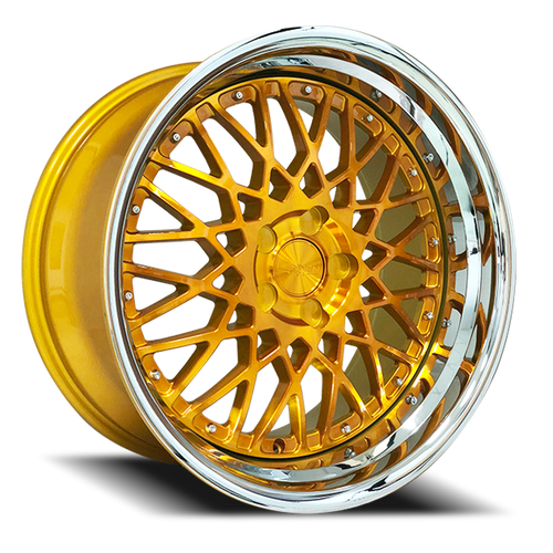DOORBUSTER PRICING! - Rennen Csl-5 Wheel 20x8.5 5x120 Tinted Gold w/ Chrome Step Lip 15mm - FREE T-SHIRT INCLUDED! | SL520850K015CTY101