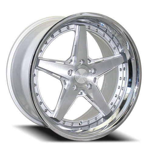 DOORBUSTER PRICING! - Rennen Csl-7 Wheel 19x9.5 5x120 Silver Brushed w/ Chrome Step Lip 38mm - FREE T-SHIRT INCLUDED! | Sl719950K038CSX101