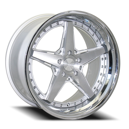 DOORBUSTER PRICING! - Rennen Csl-7 Wheel 20x10.5 5x114.3 Silver Brushed w/ Chrome Step Lip 18mm - FREE T-SHIRT INCLUDED! | SL720105I018CSX101