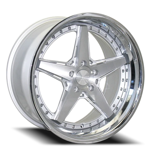 DOORBUSTER PRICING! - Rennen Csl-7 Wheel 20x10.5 5x114.3 Silver Brushed w/ Chrome Step Lip 42mm - FREE T-SHIRT INCLUDED! | SL720105I042CSX101
