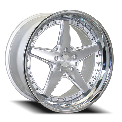DOORBUSTER PRICING! - Rennen Csl-7 Wheel 20x9 5x120 Silver Brushed w/ Chrome Step Lip 25mm - FREE T-SHIRT INCLUDED! | SL720900K025CSX101