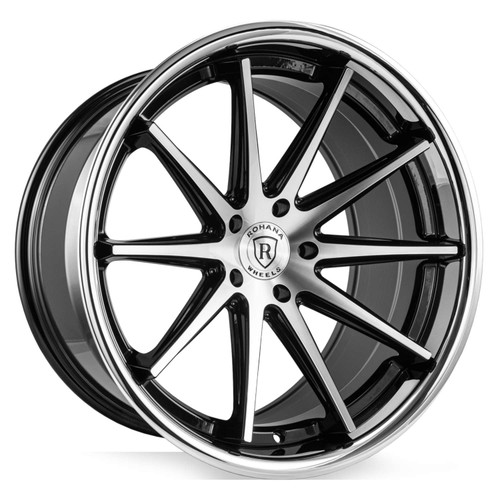 Rohana Rfc10 Wheels Rims 19x9.5 5x120 Machine Black W/ Chrome Lip 20mm | RFC1019955120MA20