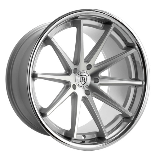 Rohana Rfc10 Wheels Rims 19x8.5 5x112 Machine Silver W/ Chrome Lip 42mm | RFC1019855112MS42