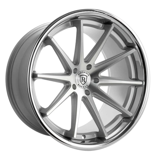 Rohana Rfc10 Wheels Rims 19x9.5 5x112 Machine Silver W/ Chrome Lip 30mm | RFC1019955112MS30
