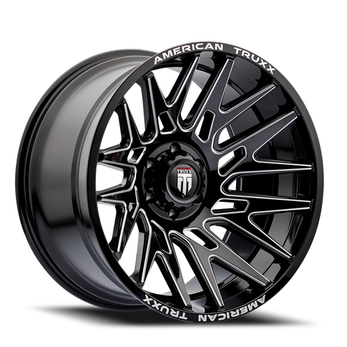DOORBUSTER PRICING! - American Truxx At1919 Evolution Wheel 22x12 6x135 Gloss Black Milled -44mm | AT1919-22236BM